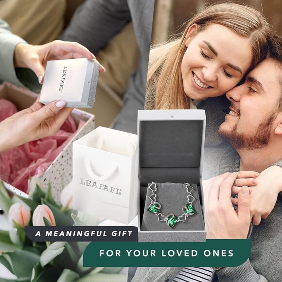 Valentine's Day Heart Link Bracelets for Women, Infinity Love Birthstone Crystal - Picture 6 of 6